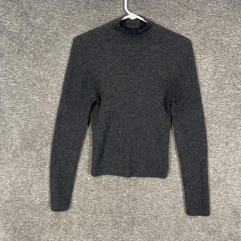 Quince Sweater Womens Medium Gray 100% Mongolian Cashmere Mock Neck Pullover‎